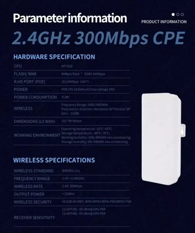 Wifi most 2.4G 300Mb 1KM