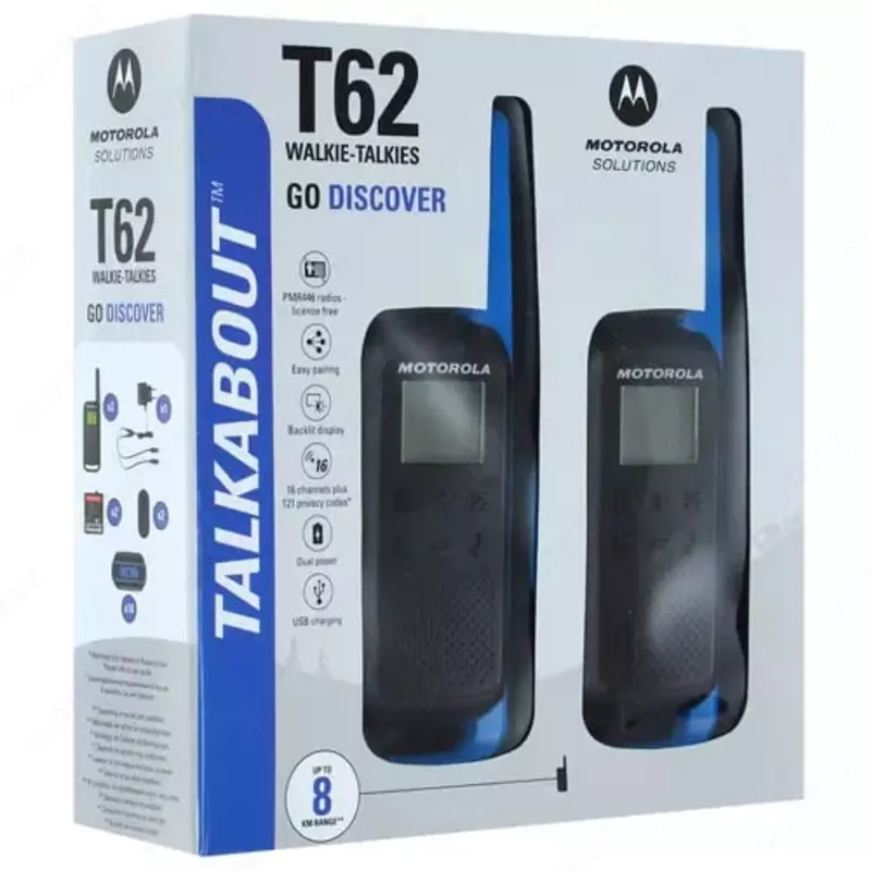  Портативная радиостанция Motorola Talkabout T62  2 шт. (Синяя/Черная) Только в розницу