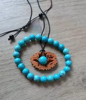 Подвески из среза Juglans nigra с натуральными камнями Только в розницу