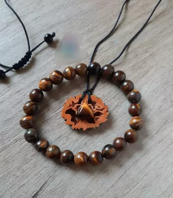 Подвески из среза Juglans nigra с натуральными камнями Сувениры