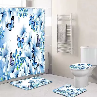 Набор 4/1 коврики + шторка для ванной и туалета