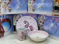 Набор посуды для детей из керамики из 3х предметов - 85 000 сум