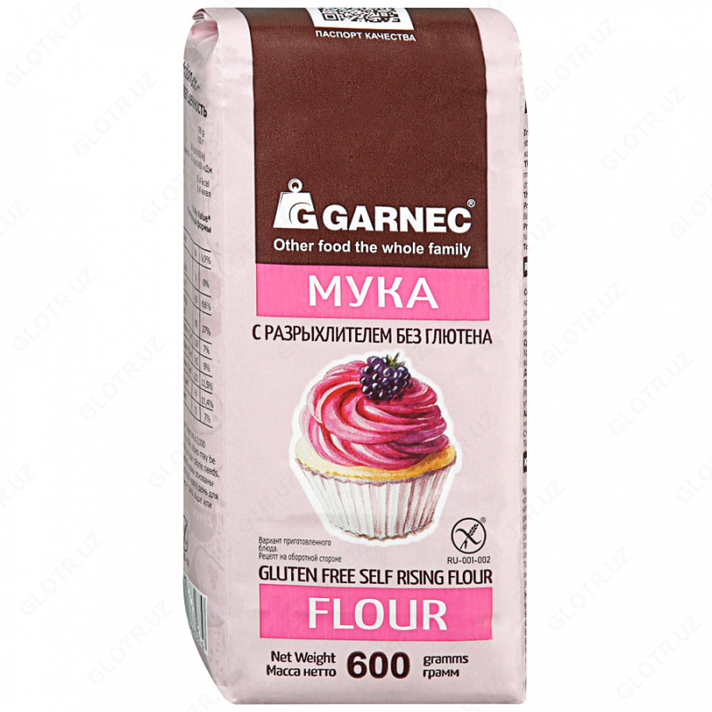  Мука с разрыхлителем (без глютена) БГ Garnec  600 г - 