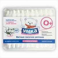  Палочки ватные детские с ограничителем 60шт Умка - 