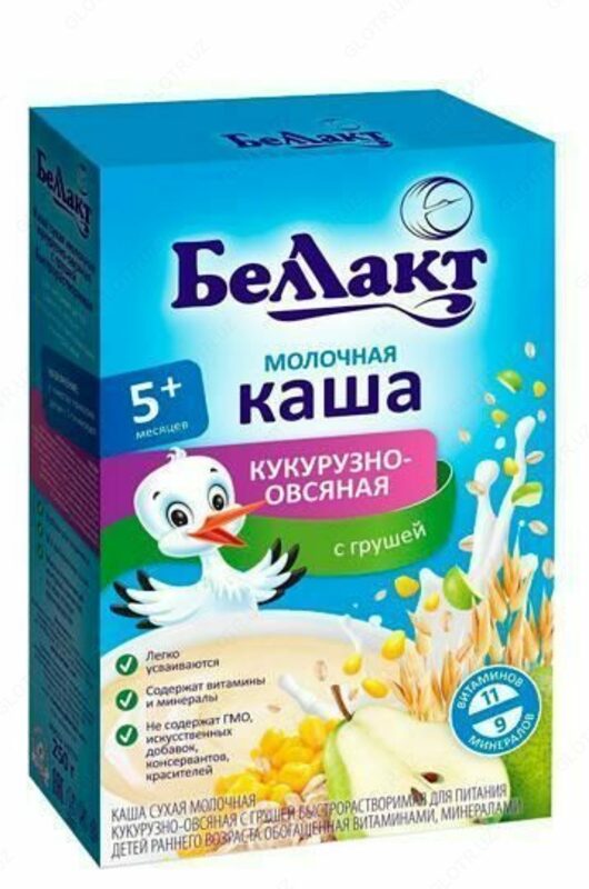 "Bellakt" vitaminlari va minerallari bo'lgan armutli sutli jo'xori jo'xori pyuresi
