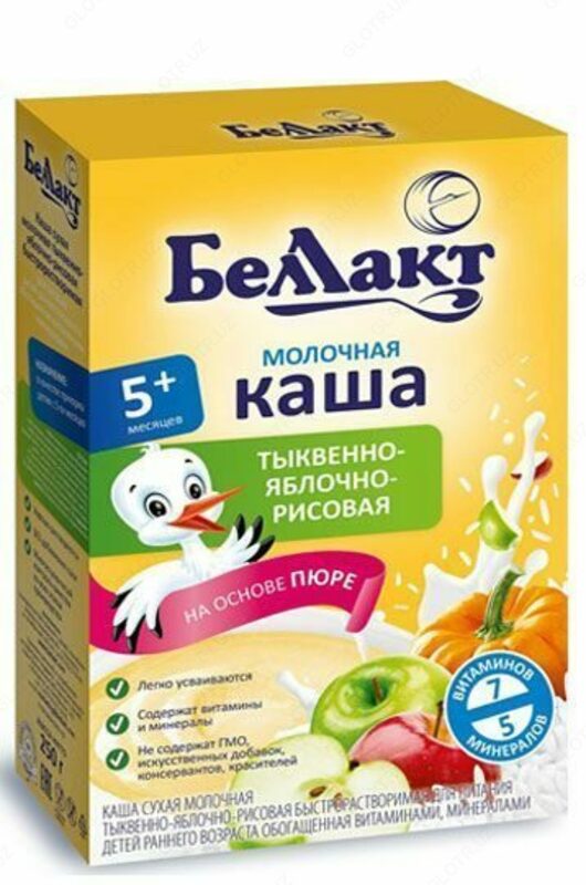 "Bellakt" vitaminlari va minerallari bilan sutli oshqovoq-olma-guruch