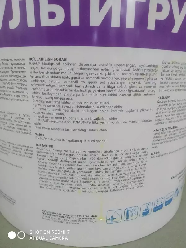 Primer KNAUF-Multigrund Ulgurji va chakana