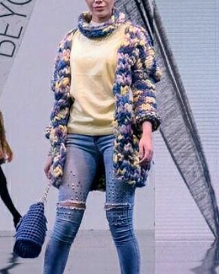 Trikotaj kardigan va sharf