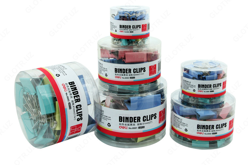 Зажимы для бумаги цветные Deli 50мм - от {0} сум