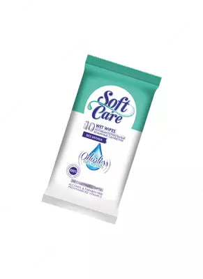 Влажные салфетки (без запаха) "Softcare" 60 шт, антибактериальные (Код - 1287) Ассортимент