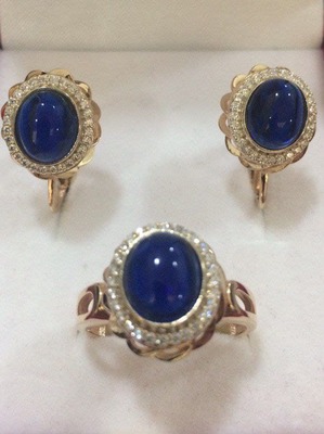 Золотой комплект серьги+кольцо (004)