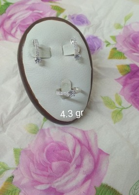 Серебряный комплект серьги+кольцо (001)