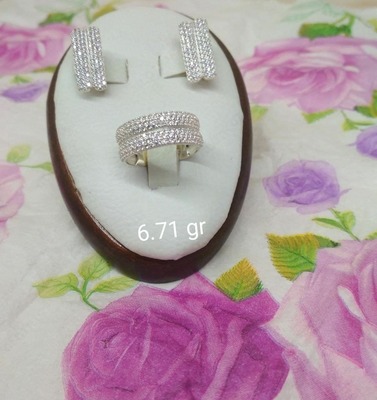 Серебряный комплект серьги+кольцо (005)