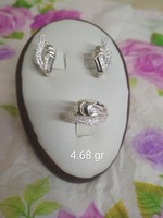 Серебряный комплект серьги+кольцо (007)