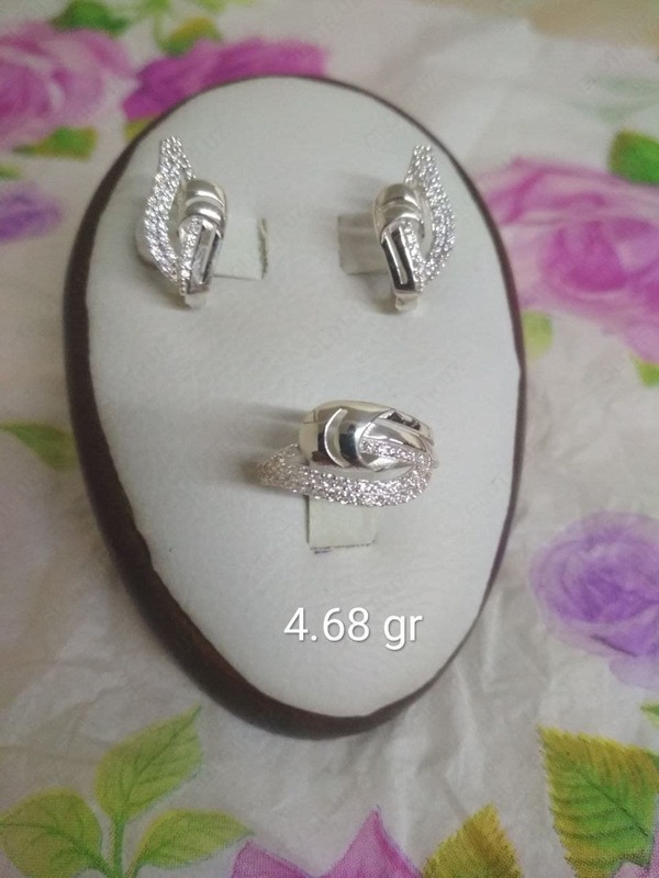 Серебряный комплект серьги+кольцо (007) - от 30 000 сум