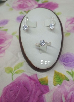 Серебряный комплект серьги+кольцо (008)