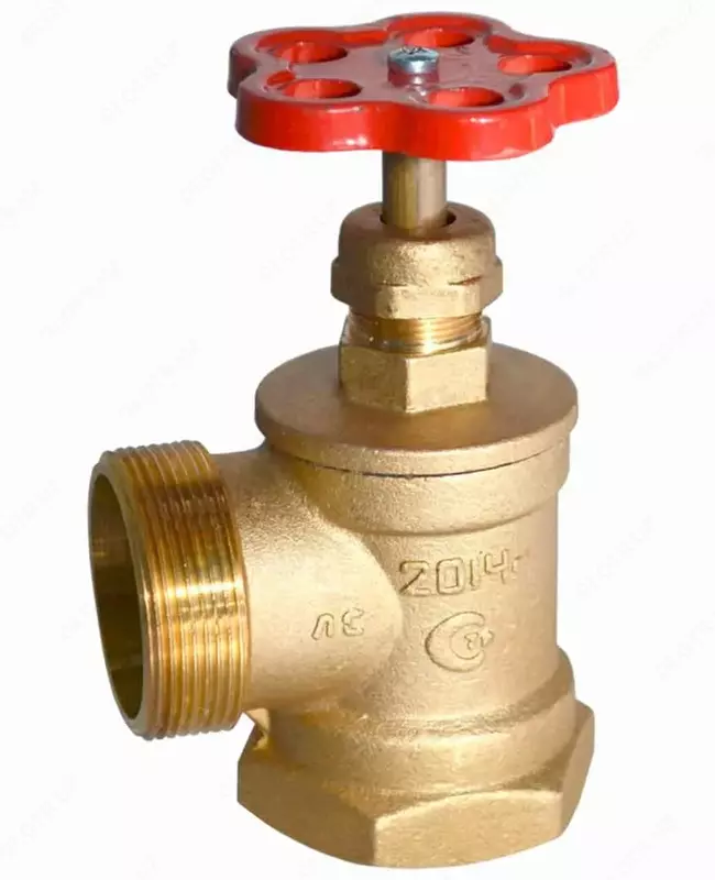 Вентиль ДУ - 66 угловой  пожарный кран (Китай) Бронзовый