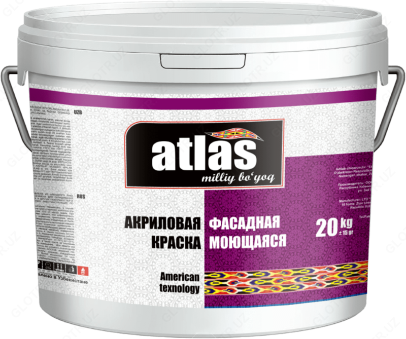 Акриловая краска фасадная моющая Аtlas