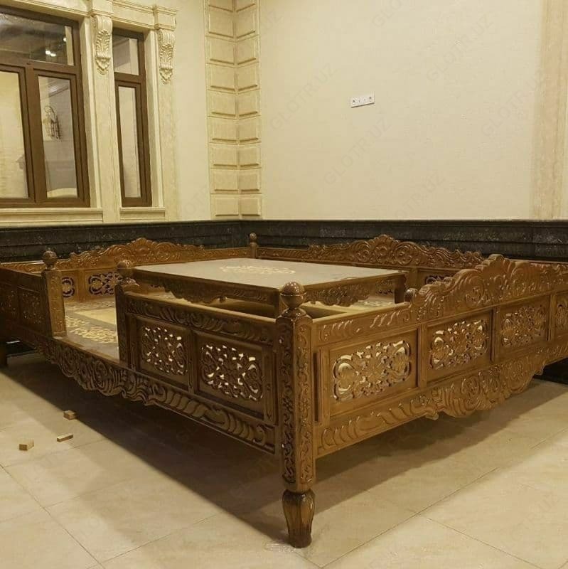 Резной садовый топчан арт 01 - от 1 500 000 сум