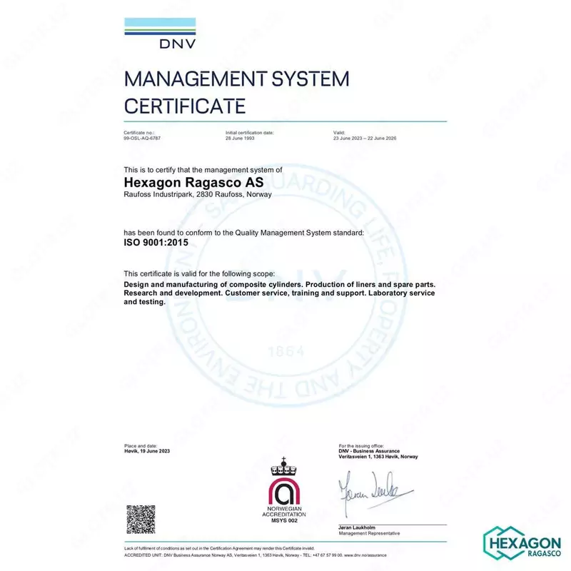 2 390 000 сум Норвержский композитный газовый баллон Hexagon Ragasco 12