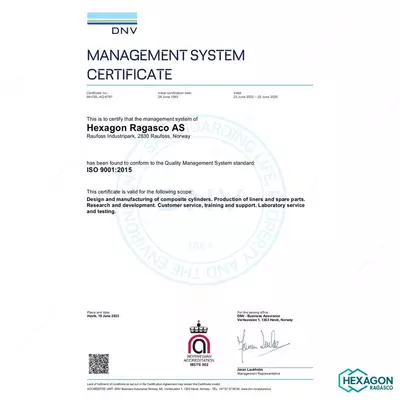 Норвержский композитный газовый баллон Hexagon Ragasco 12,5-33,5л гарантия 2 года.(Propan/Butan)
