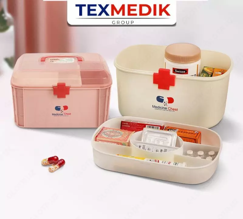 Dori-darmonlar uchun organizator Birinchi tibbiy yordam toplami  18 5 × 26 × 21 sm