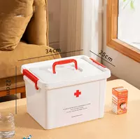 Пластиковый контейнер Аптечка 34 х 25 х 22 см (Белый/красный) Средний