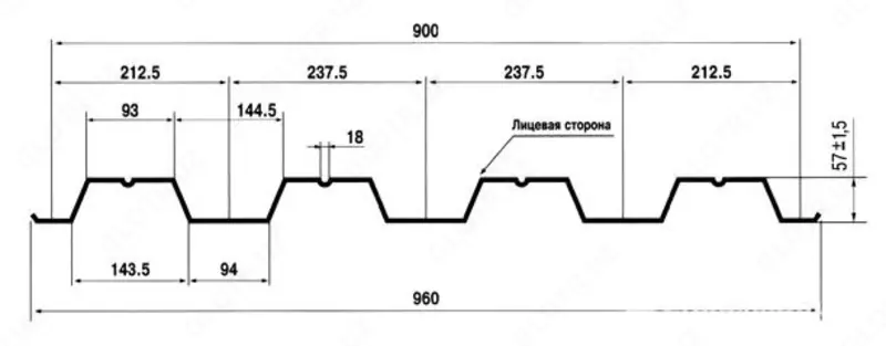 Профнастил Н-57 ПЭ 0,7мм