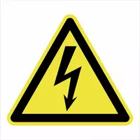 "Elektr toki urishi xavfi" ogohlantirish belgisi (qora/sariq)