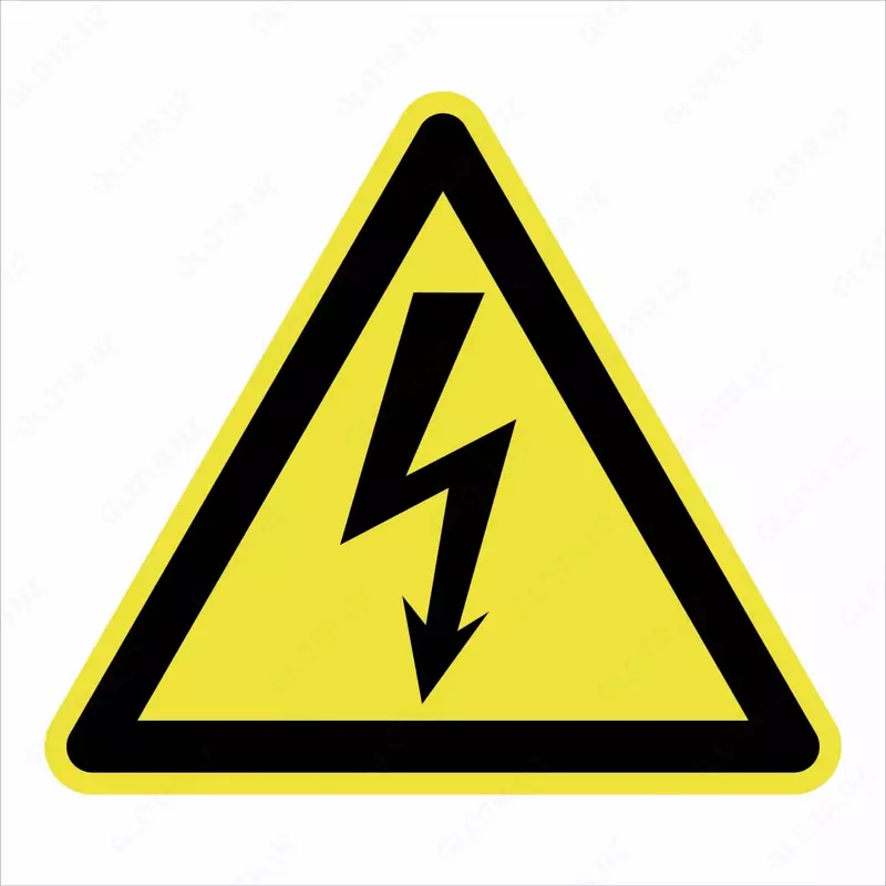 "Elektr toki urishi xavfi" ogohlantirish belgisi (qora/sariq)