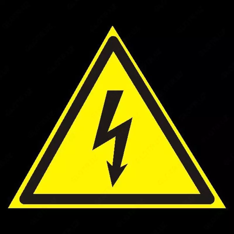 "Elektr toki urishi xavfi" ogohlantirish belgisi (qora/sariq)