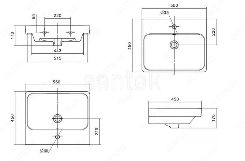 Sink Santek "Adriana" 55