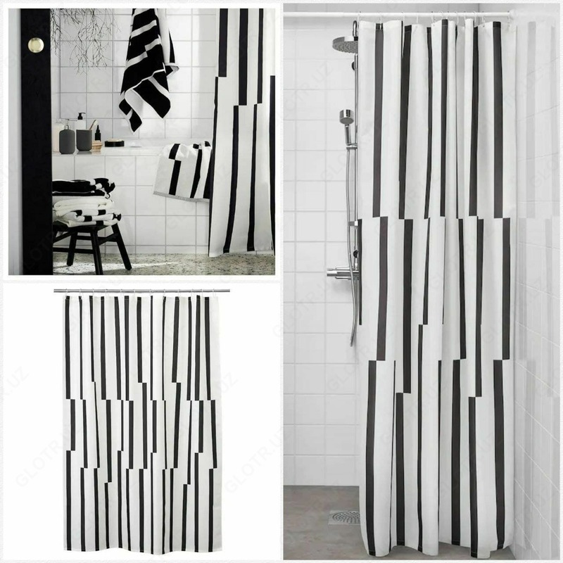 Штора для ванной "Киннен" (черно-белая) - 175 000 сум
