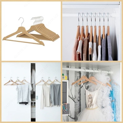 Разноцветные деревянные плечики для одежды (8 шт)