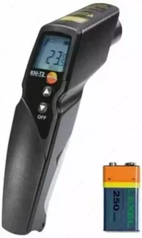 Testo 830-T2 комплект — инфракрасный термометр с 2-х точечным лазерным целеуказателем (с кожаным чехлом и зондом температуры)