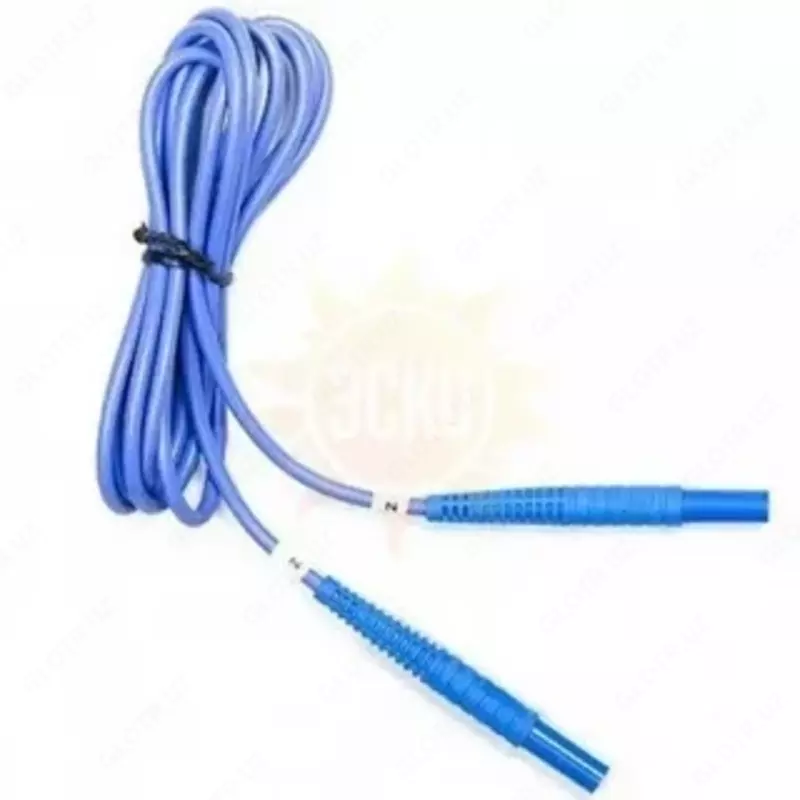 8м с разъемом "банан" и зажимом "крокодил" 15кВ голубой