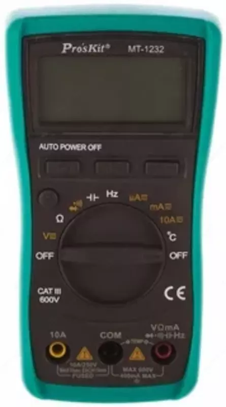 от 865 020 сум ProsKit MT-1232 — мультиметр цифровой с автоматическим выбором диапазона измерения