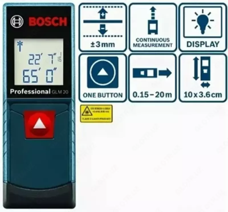 Bosch GLM 20 — лазерный дальномер - от 542 000 сум