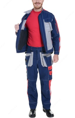 Костюм темно-синий светло-серый с красным - Цена по запросу