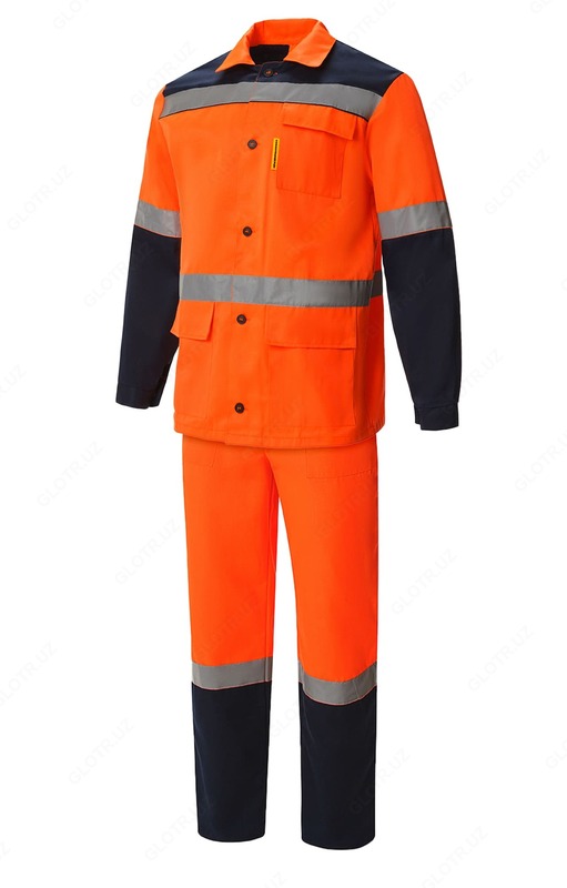 Спецодежда Костюм "Сигнал" с СВП (СОП) оранжевый темно-синий