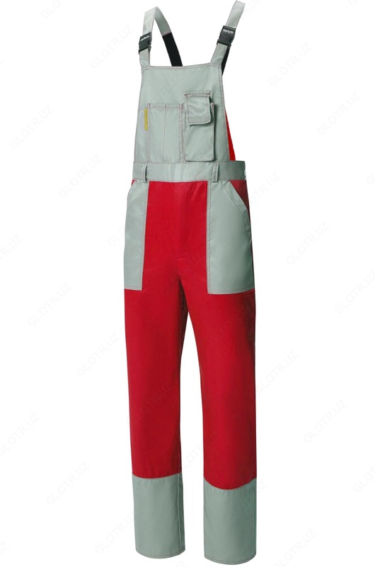 Полукомбинезон красный-светло-серый