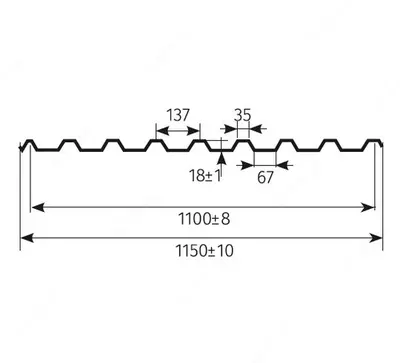 Profnastil MP-20x1100 - 6005 Yashil mosh-0.4 - 63 900 so'm / kv.m