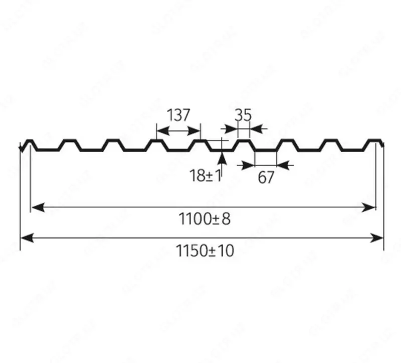 Профнастил МП-20х1100 - 8017 Коричневый шоколад-0.4 - 