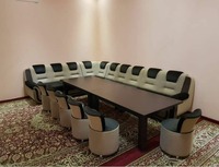  Комплект мебели для гостиной (угловой диван  стол  пуфы со спинкой) - 