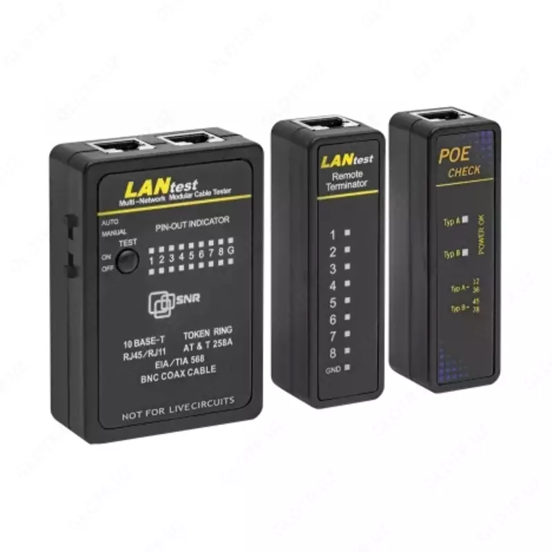 PoE funktsiyasi bilan ishlaydigan SNR-LP-01 tarmoq sinov qurilmasi