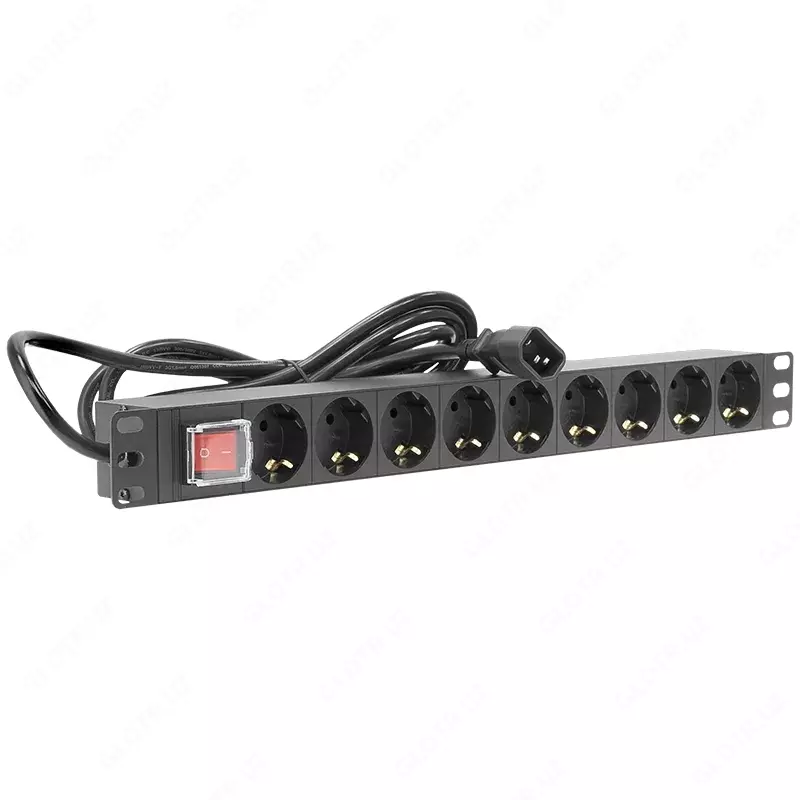 Блок электрических розеток на 9 гнезд Schuko  шнур питания 2 м с вилкой C14