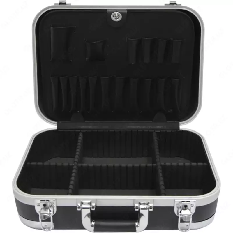  Alyuminiy karkasli va bolinmali asbob qutisi (qora) Chakana savdo