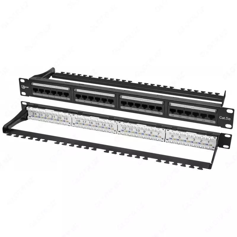  SNR patch paneli  19 dyuym ekranlanmagan  1U  24 port  cat.5e (P/N SNR-UD-1U24-5E-H) - 