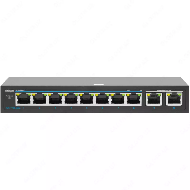PoE коммутатор неуправляемый PUS-TT08L-115M с PoE бюджетом 115Вт  до 30Вт на порт