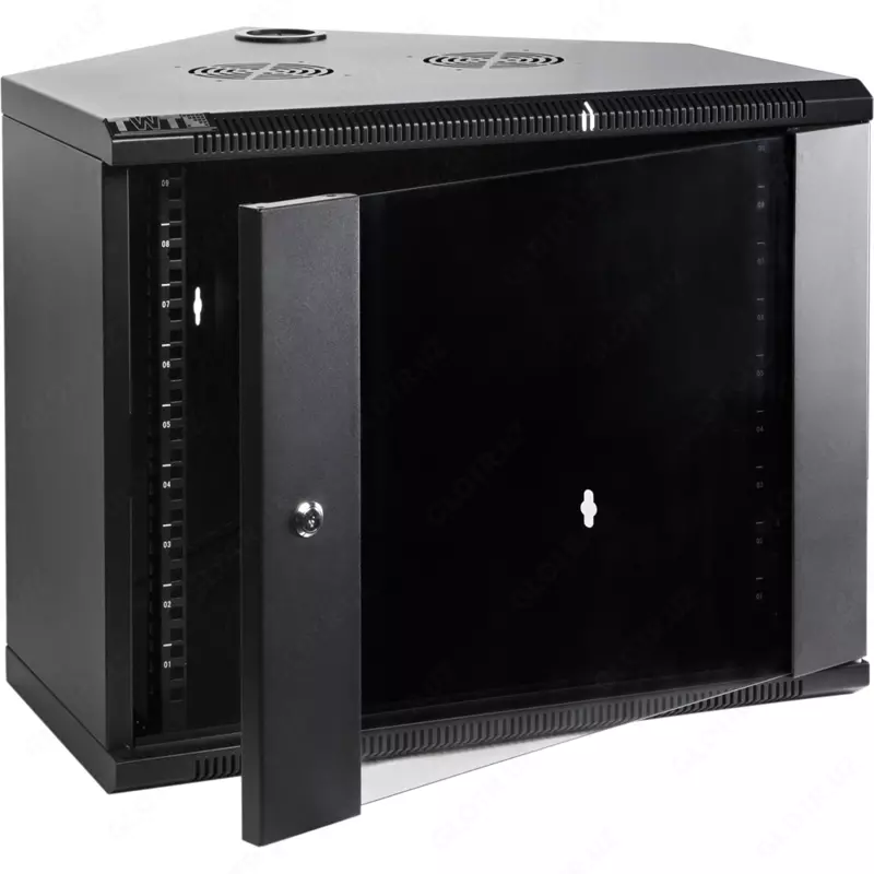 Шкаф настенный угловой глубиной 600мм  стеклянная дверь  черный